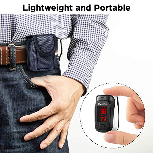 Metene Fingertip Pulse Oximeter, Blood Oxygen Saturation Monitor with Alarmin...