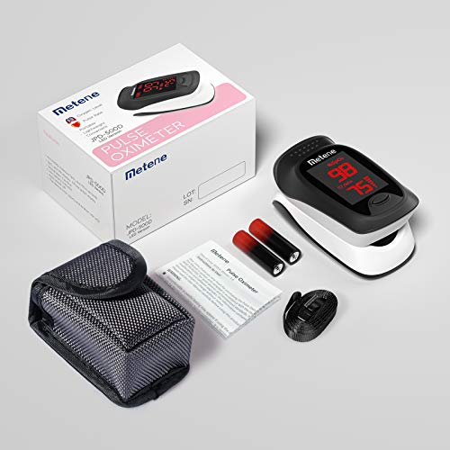 Metene Fingertip Pulse Oximeter, Blood Oxygen Saturation Monitor with Alarmin...