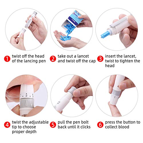 Metene Lancing Device for Diabetes Testing, Adjustable Finger Pricker for Blo...