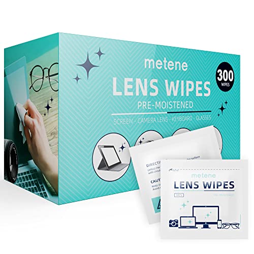 Metene Lens Cleaning Wipes, 300 Pre-Moistened Eyeglass Wipes Individually Wra...