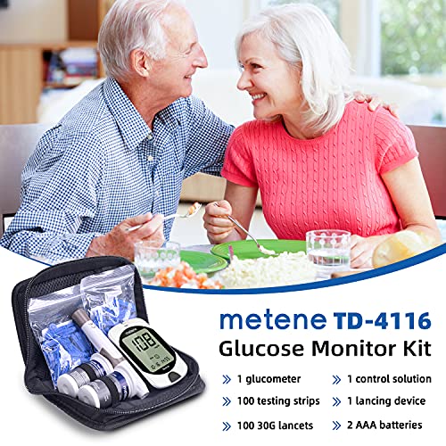 Metene TD-4116 Blood Glucose Monitor Kit, 100 Glucometer Strips, 100 Lancets,...