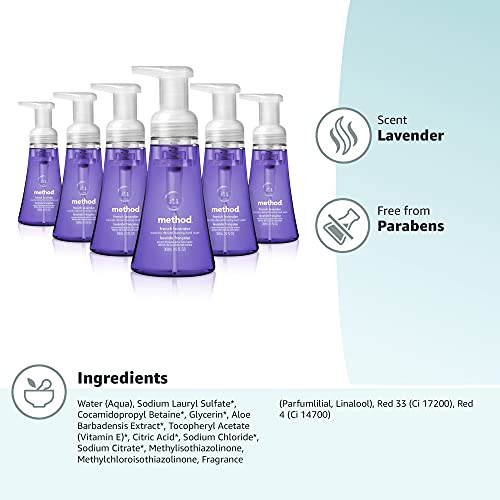 Method Foaming Hand Soap, French Lavender, 10 oz, 6 pack, Packaging May Vary