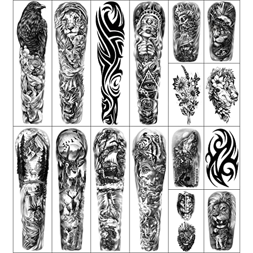 Metuu 46 Sheets Extra Large Full Arm Waterproof Realistic Temporary Tattoo Fo...