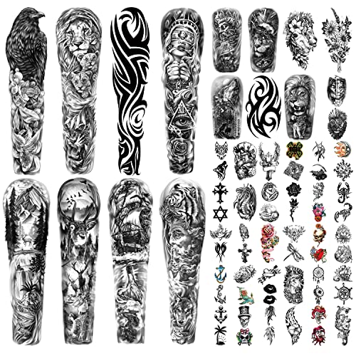 Metuu 46 Sheets Extra Large Full Arm Waterproof Realistic Temporary Tattoo Fo...