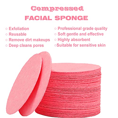 50-Count Compressed Facial Sponges for Estheticians- 100% Natural Cellulose F...