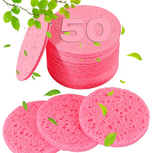 50-Count Compressed Facial Sponges for Estheticians- 100% Natural Cellulose F...