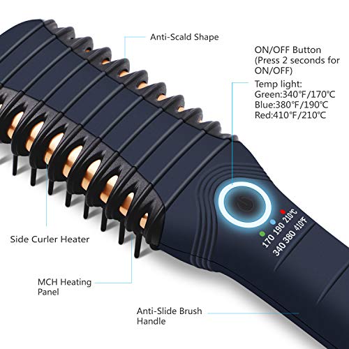 Hair Straightener Curler, Beard Straightener for Men – Mexitop 2 in 1 Hair St...