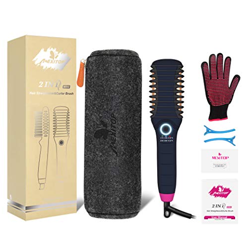 Hair Straightener Curler, Beard Straightener for Men – Mexitop 2 in 1 Hair St...