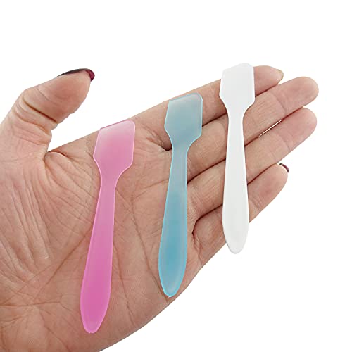 3.2 Inch 5 Color Plastic Cosmetic Spatulas, Disposable Makeup Tools Spoon for...
