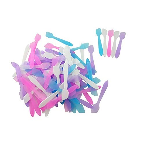 3.2 Inch 5 Color Plastic Cosmetic Spatulas, Disposable Makeup Tools Spoon for...