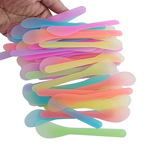 5 Inch Plastic Cosmetic Spatulas, Disposable Makeup Tools Spoon for Mixing an...