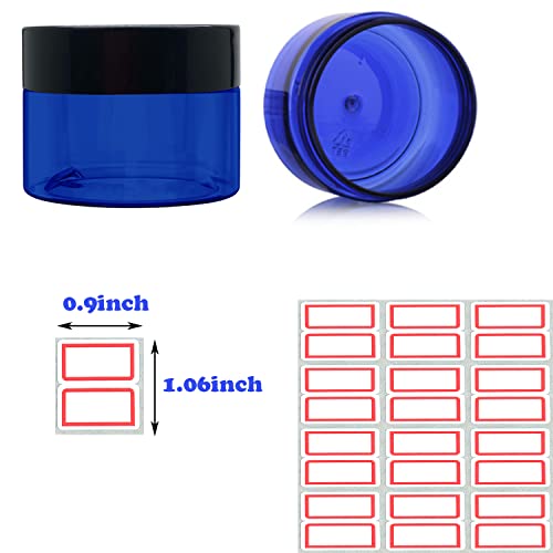 5 Ounce Blue Plastic Cosmetic Jars Wide Mouth Refillable Containers with Lids...