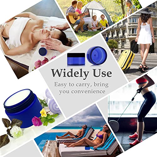 5 Ounce Blue Plastic Cosmetic Jars Wide Mouth Refillable Containers with Lids...