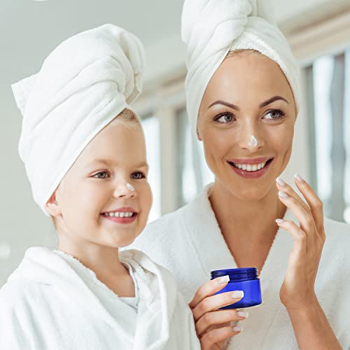 5 Ounce Blue Plastic Cosmetic Jars Wide Mouth Refillable Containers with Lids...