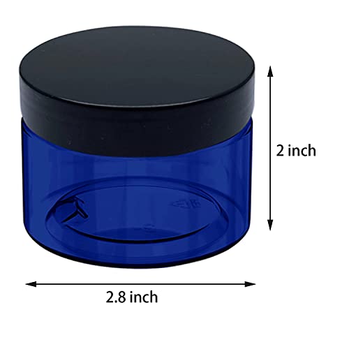 5 Ounce Blue Plastic Cosmetic Jars Wide Mouth Refillable Containers with Lids...