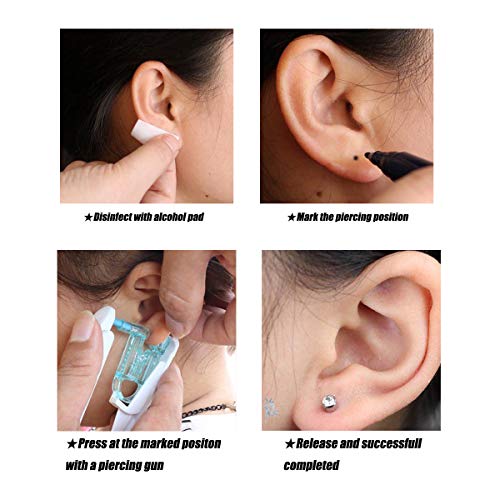 4 Pack Self Ear Piercing Gun Disposable Self Ear Piercing Gun Kit Safety Ear ...
