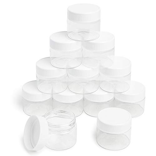 MHO Containers | Clear Refillable PET Containers, White Screw-On Lid, BPA/Par...