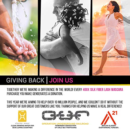 400X Pure Silk Fiber Lash Mascara [Ultra Black Volume and Length], Longer & T...