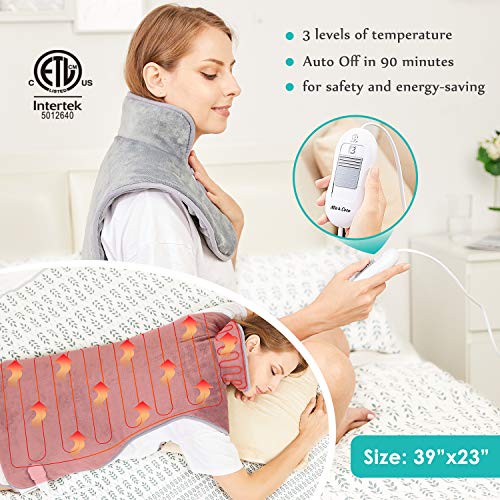 Large Electric Heating Pad for Back Neck and Shoulders Pain Relief, 39"x23" F...