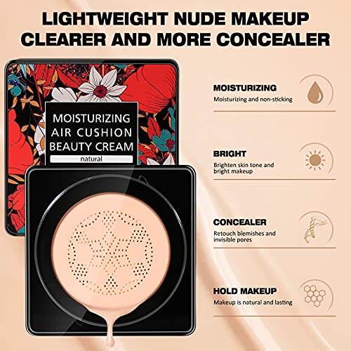 Air Cushion CC Cream Mushroom Head Foundation,Concealer Lasting Nude Makeup M...