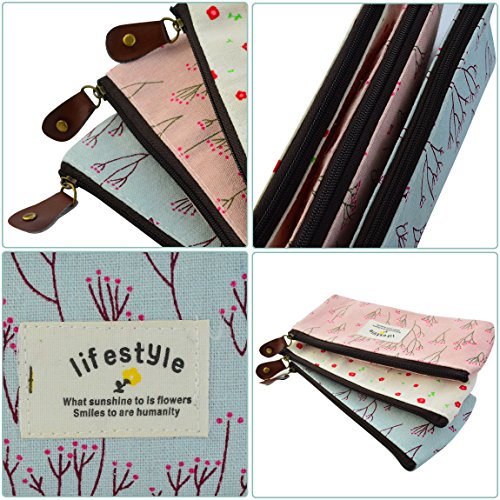 Miayon Countryside Flower Floral Pencil Pen Case Cosmetic Makeup Bag Set of 3...