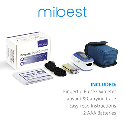 mibest OLED Finger Pulse Oximeter, O2 Meter, Dual Color White/Blue