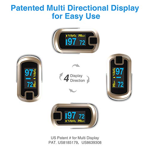 mibest OLED Finger Pulse Oximeter, O2 Meter, Dual Color White/Luxury Gold