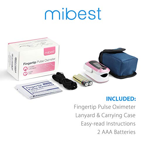 mibest OLED Finger Pulse Oximeter, O2 Meter, Dual Color White/Pink
