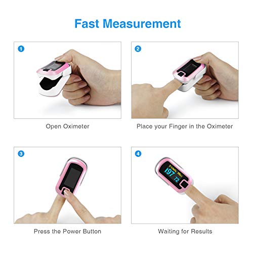 mibest OLED Finger Pulse Oximeter, O2 Meter, Dual Color White/Pink