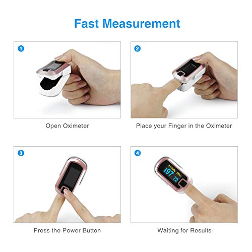 mibest OLED Finger Pulse Oximeter, O2 Meter, Dual Color White/Rose Gold