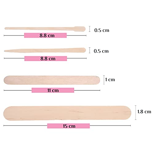 Mibly 4 Style Assorted Wooden Wax Sticks - For Body Legs Face and Small Mediu...