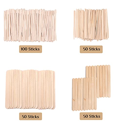 Mibly 4 Style Assorted Wooden Wax Sticks - For Body Legs Face and Small Mediu...