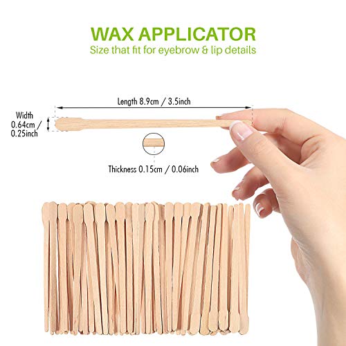 Mibly Wooden Wax Sticks - Eyebrow, Lip, Nose Small Waxing Applicator Sticks f...