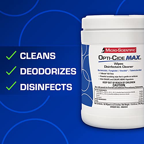 Micro-Scientific Opti-Cide Max Disinfecting Wipes (2 Pack) - 320 Wipes - Hosp...
