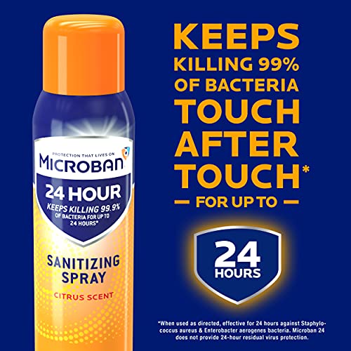 Microban Disinfectant Spray, 24 Hour Sanitizing and Antibacterial Spray, Sani...