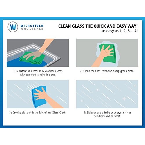 Microfiber Glass Cleaning Cloths | Streak Free Windows & Mirrors | Lint Free ...
