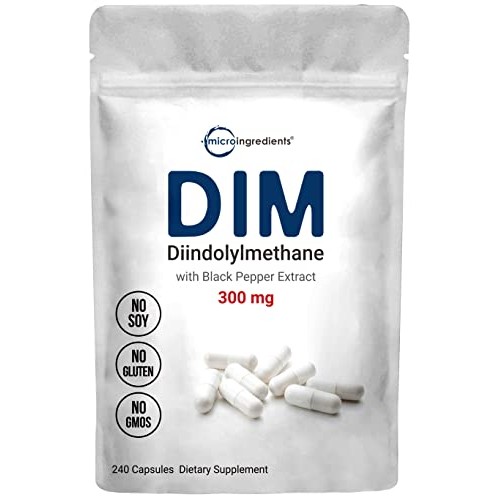 DIM Active Supplement, DIM 300mg, 240 Capsules (8 Months Supply), 2 in 1 Form...