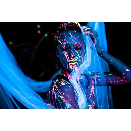 Midnight Glo Black Light Paint UV Neon Face & Body Paint Glow Kit (6 Bottles ...