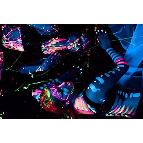 Midnight Glo Black Light Paint UV Neon Face & Body Paint Glow Kit (6 Bottles ...