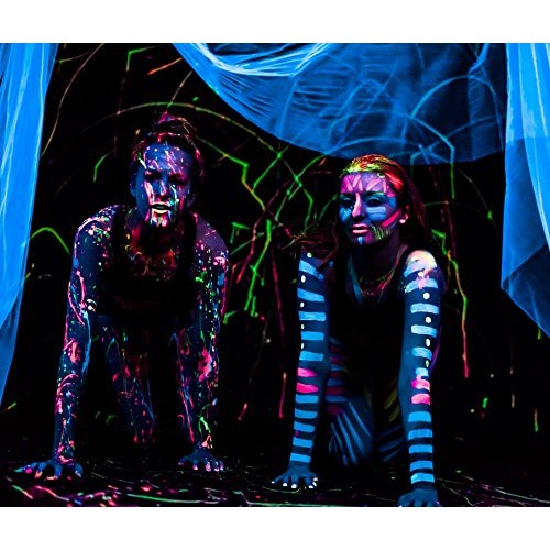 Midnight Glo Black Light Paint UV Neon Face & Body Paint Glow Kit (6 Bottles ...