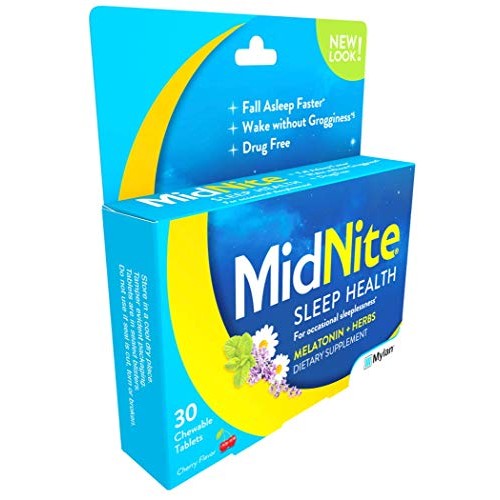 MidNite Drug-Free Sleep Aid, Chewable Tablets, Cherry Flavored, 30 Count, Mel...