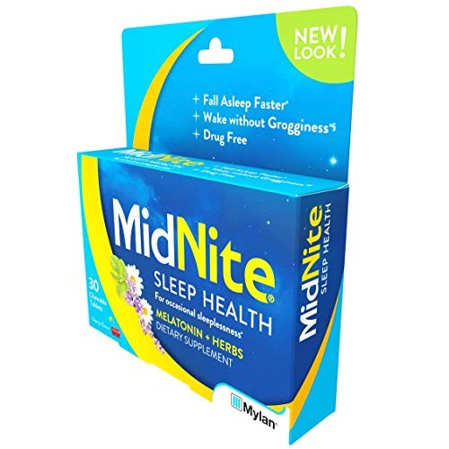 MidNite Drug-Free Sleep Aid, Chewable Tablets, Cherry Flavored, 30 Count, Mel...