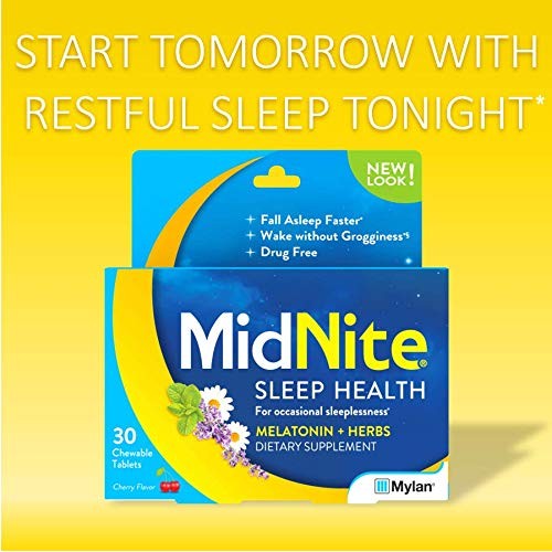 MidNite Drug-Free Sleep Aid, Chewable Tablets, Cherry Flavored, 30 Count, Mel...