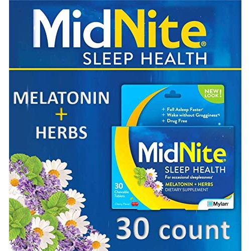 MidNite Drug-Free Sleep Aid, Chewable Tablets, Cherry Flavored, 30 Count, Mel...