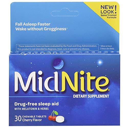 MidNite Sleep Aid For Occasional Sleeplessness, 30 Chewable Cherry Tablets Ea...
