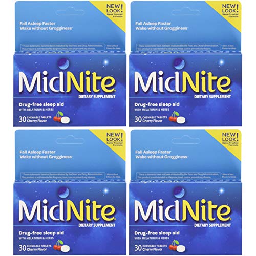 MidNite Sleep Aid For Occasional Sleeplessness, 30 Chewable Cherry Tablets Ea...