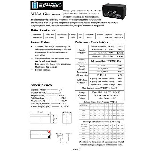 Mighty Max Battery 12V 3AH SLA Replacement Battery for Bruno Elan SRE-3000 Me...