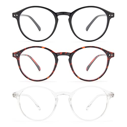 MIGSIR 3 Pack Blue Light Blocking Glasses for Computer Gaming Eye Strain, Rou...