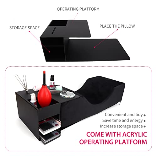 MIILAMOD Eyelash Extension Neck Pillow With Acrylic Shelf Organizer Stand, Ve...