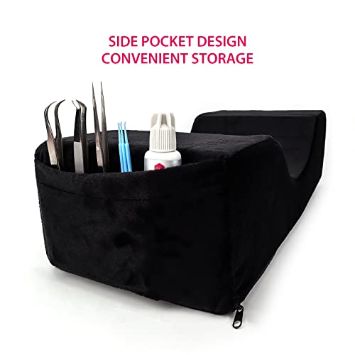 MIILAMOD Eyelash Extension Neck Pillow With Acrylic Shelf Organizer Stand, Ve...